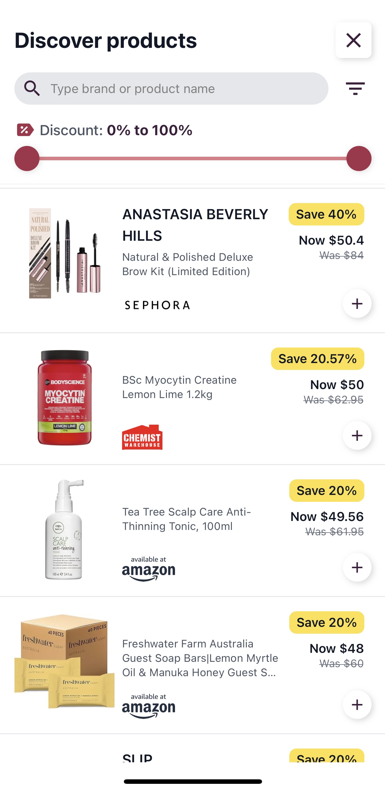 Product Discovery Screen